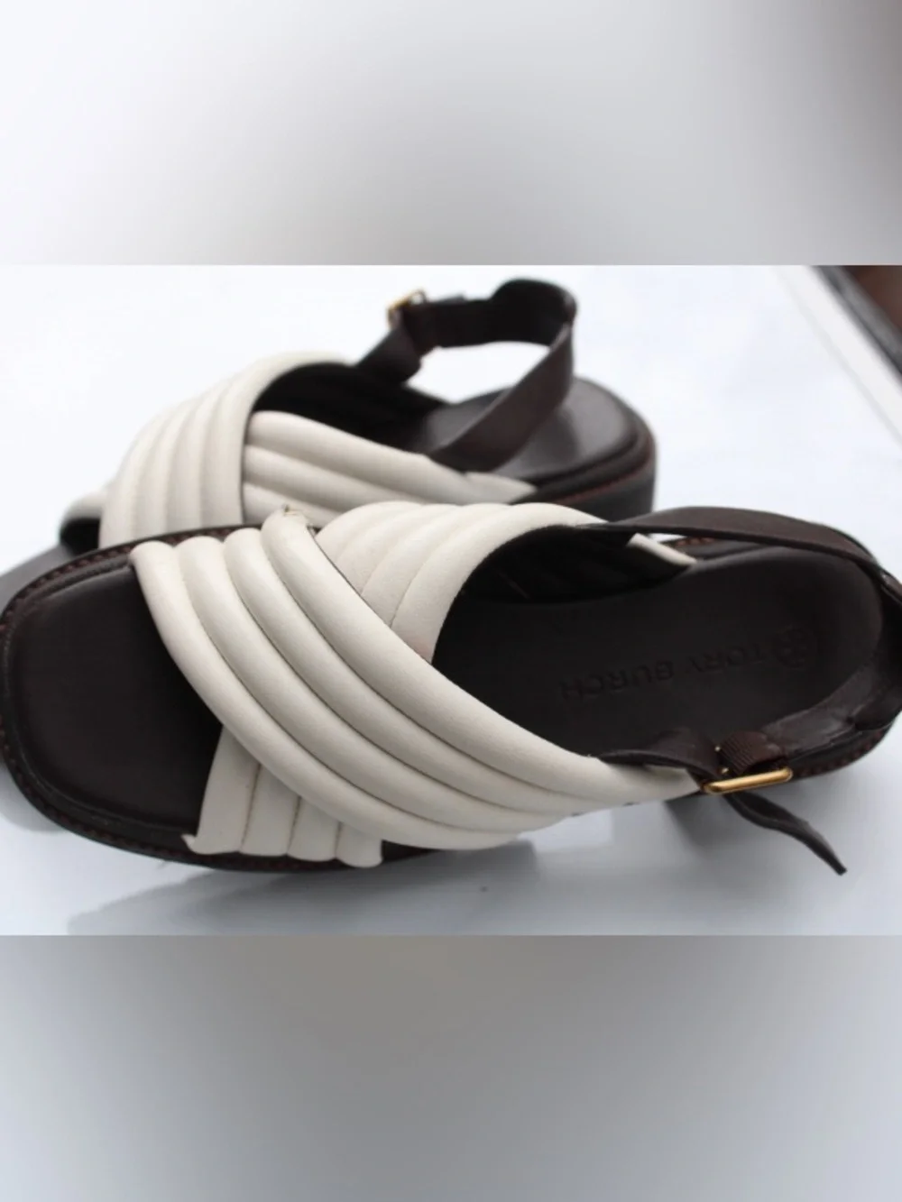 Tory Burch Quilted Leather Crisscross Slingback Lug Sandals